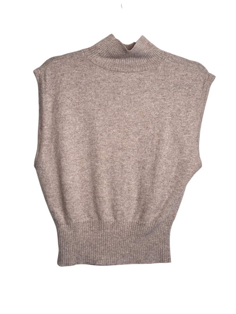 Reformation Arco Cashmere Blend Sleeveless Turtleneck Sweater Barley Medium Tan - Picture 8 of 11
